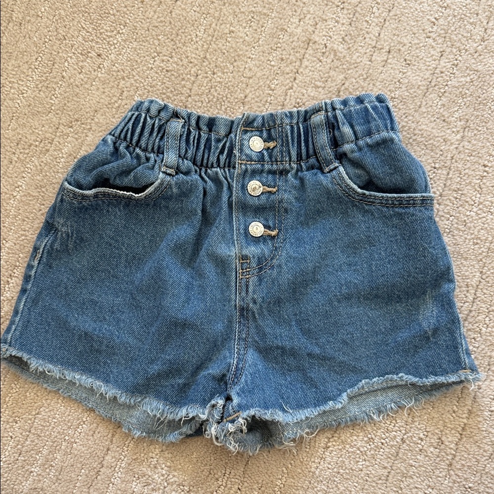 Zara Denim High-Waisted Shorts with Button Detail